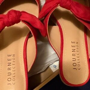 Journee Collection Red Knotted Sandals